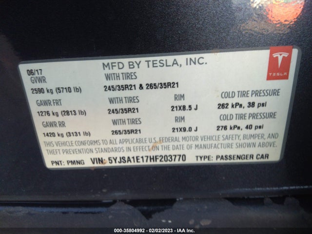 Tesla Model S 60/75 2017 5YJSA1E17HF203770 Image 9
