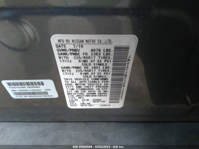 2016 Nissan Rogue, VIN: JN8AT2MV3GW146563