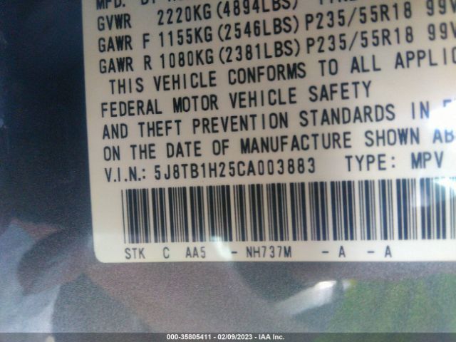 5J8TB1H25CA003883 Acura RDX