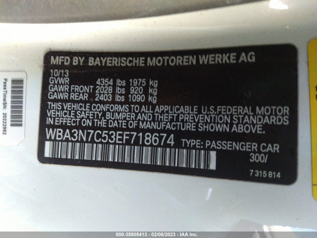 2014 BMW 4 SERIES 428I VIN: WBA3N7C53EF718674