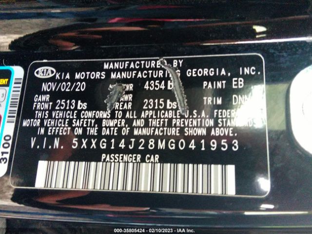 5XXG14J28MG041953 KIA K5 LXS