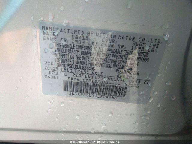 3N1CP5CU9JL524498 Nissan KICKS SV
