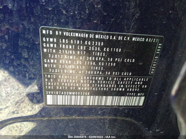 Volkswagen TIGUAN S 2021 3VV1B7AX0MM093268 Image 10