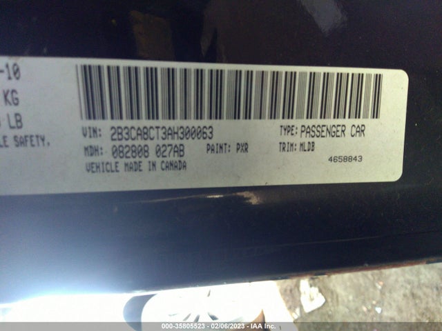 2010 DODGE CHARGER R/T VIN: 2B3CA8CT3AH300063