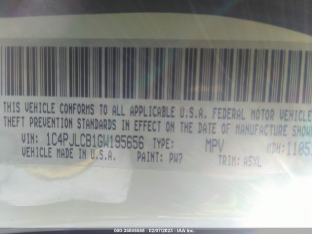 1C4PJLCB1GW195656 Jeep Cherokee Latitude