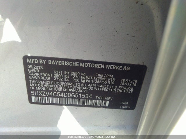BMW X5 Xdrive35i 2013 5UXZV4C54D0G51534 Image 10