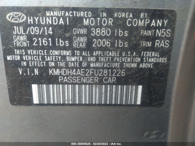 Hyundai Elantra 2015 KMHDH4AE2FU281226 Image 10