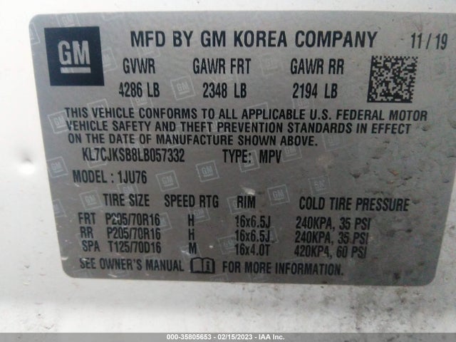 Chevrolet TRAX LS 2020 KL7CJKSB8LB057332 Image 9