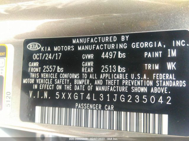 5XXGT4L31JG235042 KIA Optima Lx