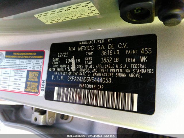 3KPA24AD6NE444053 KIA RIO LX
