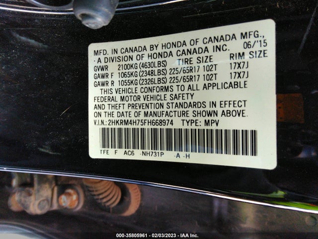 2015 Honda CR-V, VIN: 2HKRM4H75FH668974