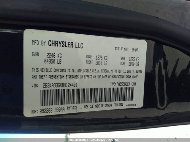 Dodge Charger Sxt 2008 2B3KA33GX8H124401 Image 10