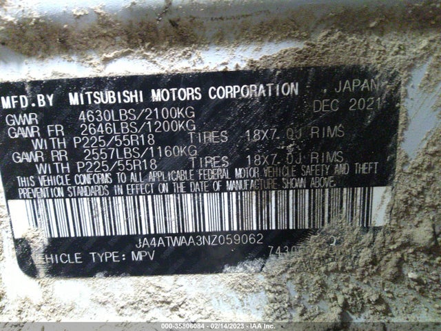 JA4ATWAA3NZ059062 Mitsubishi Eclipse Cross Se/sel