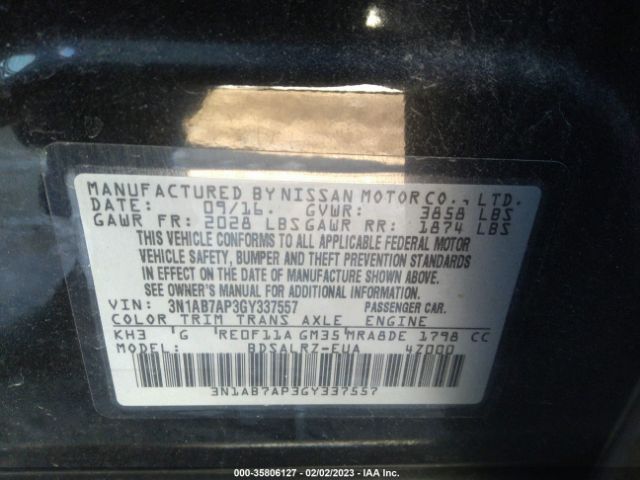 3N1AB7AP3GY337557 Nissan SENTRA SR