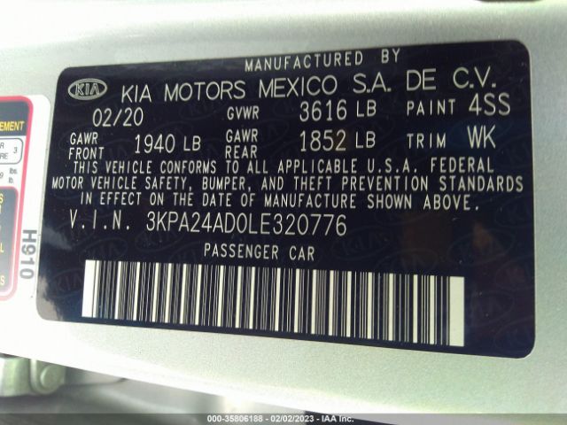 3KPA24AD0LE320776 KIA RIO LX
