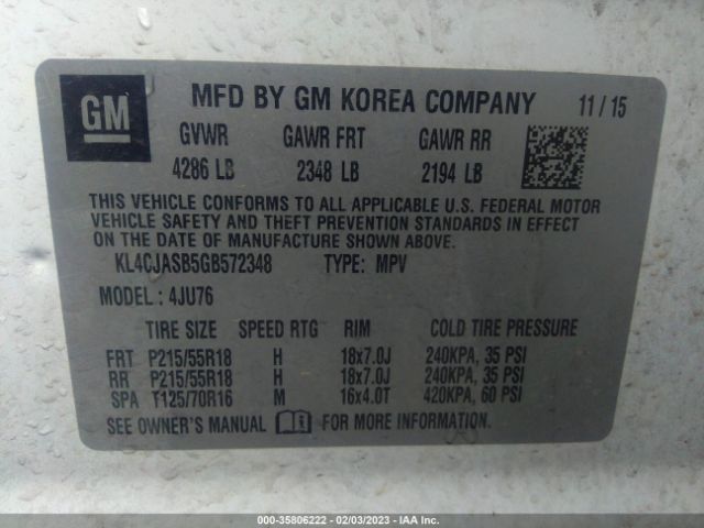 KL4CJASB5GB572348 Buick Encore