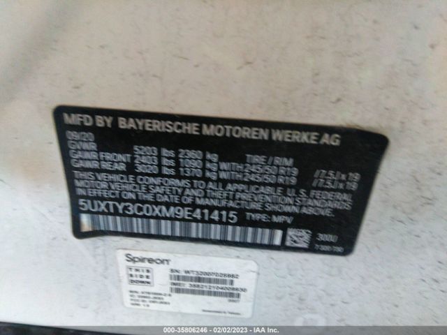 5UXTY3C0XM9E41415 BMW X3 Sdrive30i