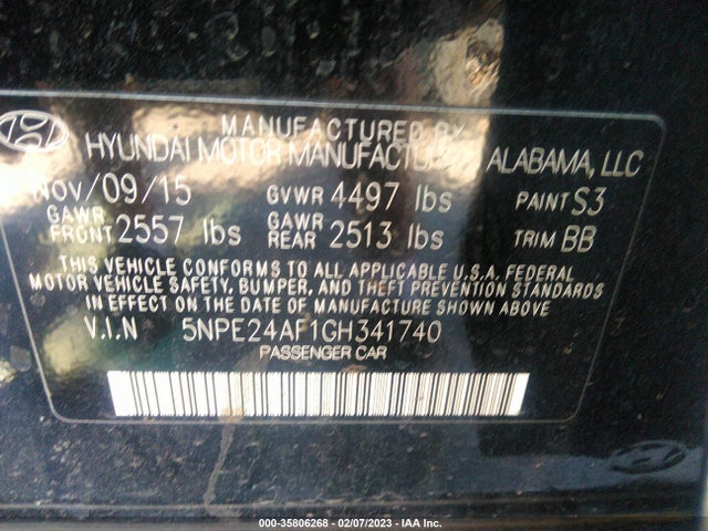 Hyundai Sonata 2.4l Se 2016 5NPE24AF1GH341740 Image 12