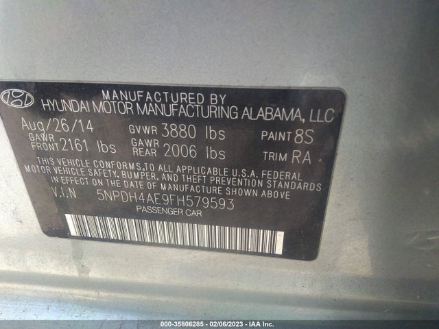 Hyundai Elantra 2015 5NPDH4AE9FH579593 Image 9