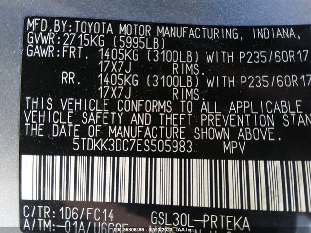 Toyota SIENNA LE 2014 5TDKK3DC7ES505983 Image 10