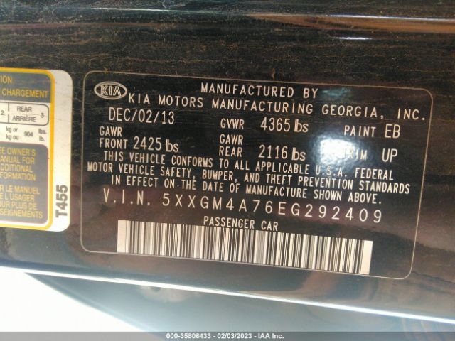 5XXGM4A76EG292409 KIA Optima Lx