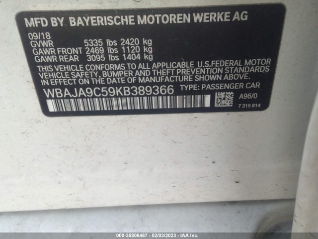 BMW 5 Series 530e Iperformance 2019 WBAJA9C59KB389366 Image 10