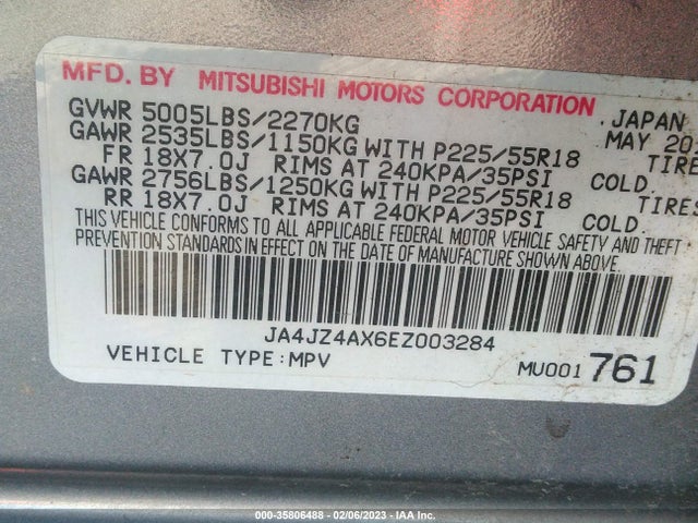 JA4JZ4AX6EZ003284 Mitsubishi OUTLANDER GT