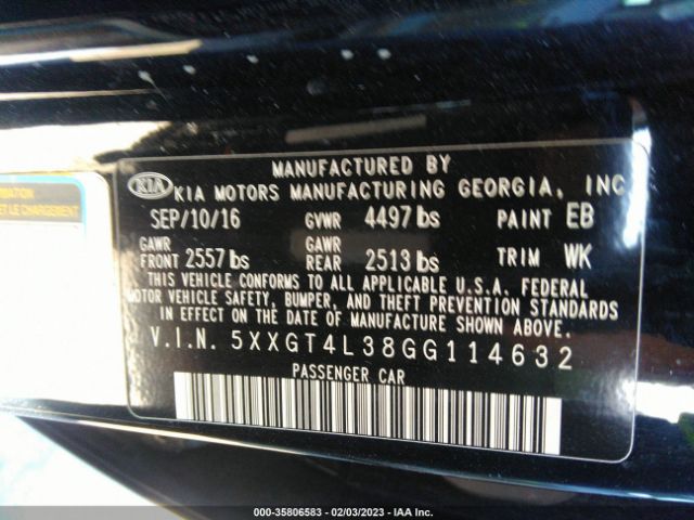 5XXGT4L38GG114632 KIA Optima Lx