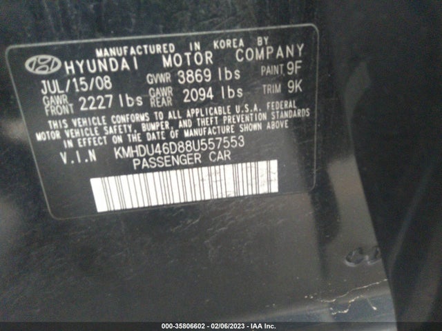 Hyundai Elantra Gls/se 2008 KMHDU46D88U557553 Image 11
