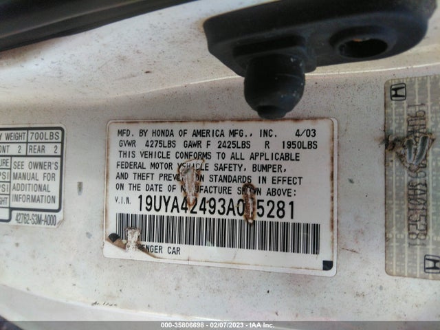 Acura CL 2003 19UYA42493A015281 Image 9