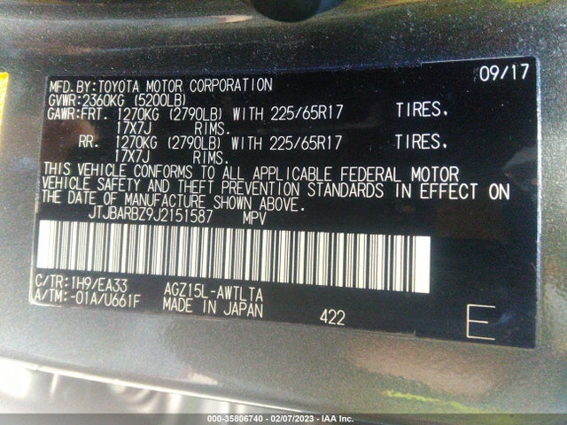 2018 Lexus NX, VIN: JTJBARBZ9J2151587