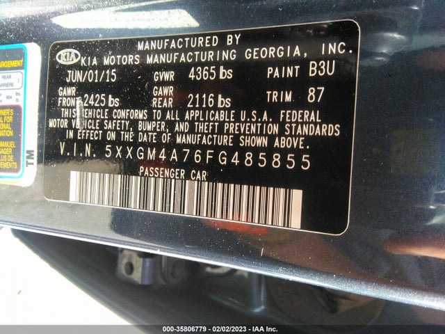 2015 Kia Optima, VIN: 5XXGM4A76FG485855