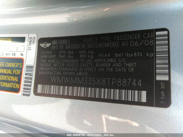 WMWMM335X8TP88744 Mini Cooper Clubman S