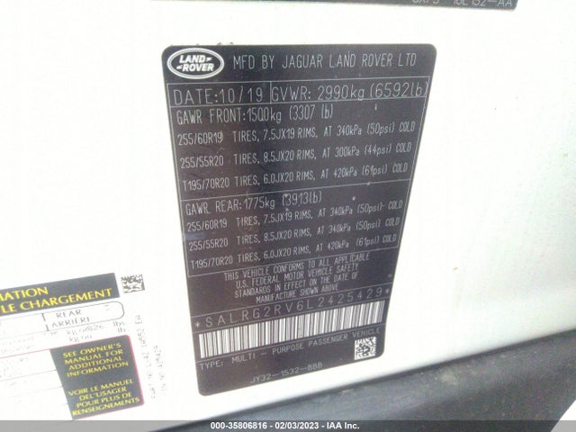 Land Rover Discovery 2020 SALRG2RV6L2425429 Image 10