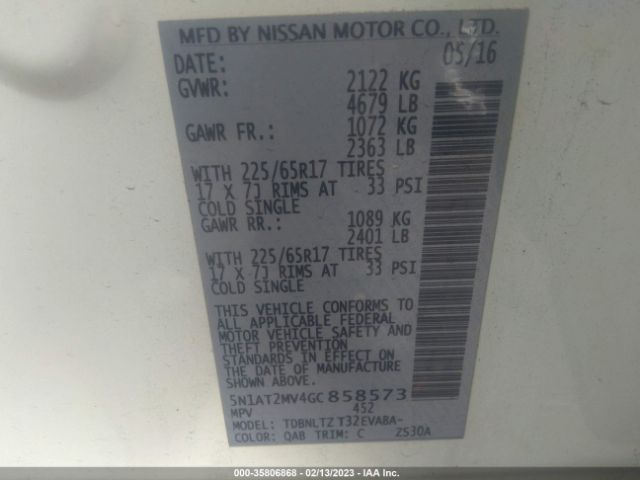 5N1AT2MV4GC858573 Nissan ROGUE SV