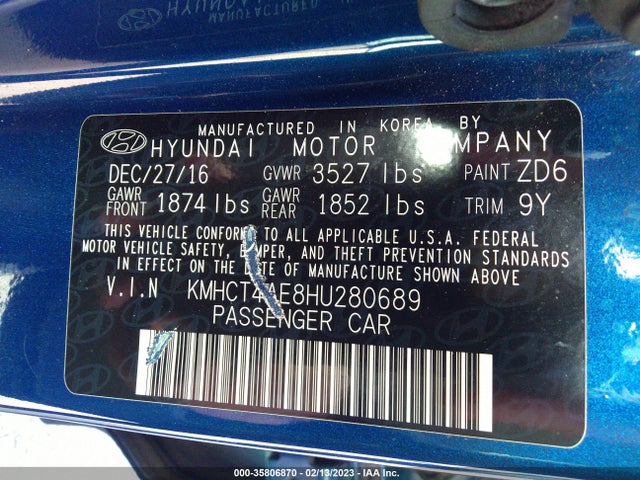 Hyundai ACCENT SE 2017 KMHCT4AE8HU280689 Image 10