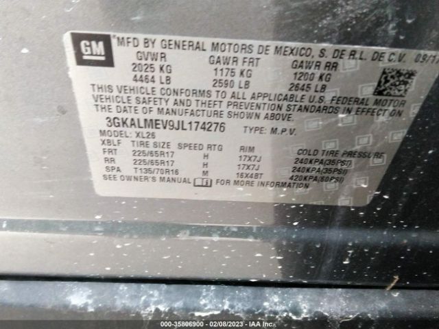 3GKALMEV9JL174276 GMC Terrain Sle