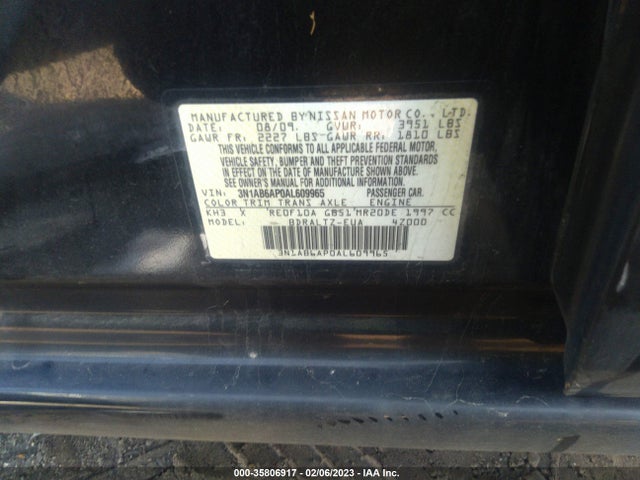 2010 NISSAN SENTRA 2.0 S VIN: 3N1AB6AP0AL609965