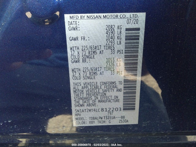 Nissan ROGUE S 2020 5N1AT2MT4LC812203 Image 10
