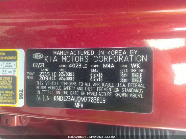 KNDJ23AU0M7783819 KIA Soul