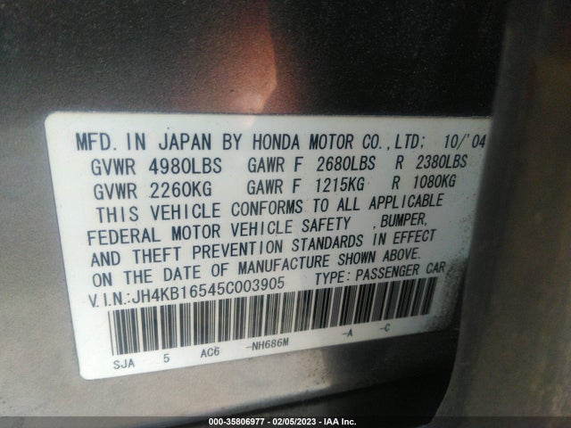 Acura RL 2005 JH4KB16545C003905 Image 10