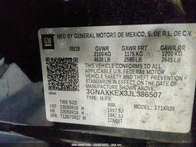 Chevrolet EQUINOX LT 2018 3GNAXKEX3JL386507 Image 11