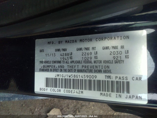 2016 Mazda 6, VIN: JM1GJ1W58G1459009