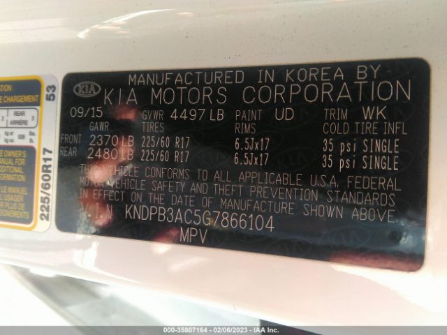 KNDPB3AC5G7866104 KIA Sportage Lx
