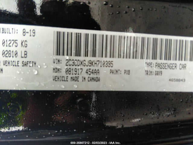 2019 DODGE CHARGER SCAT PACK VIN: 2C3CDXGJ9KH710395