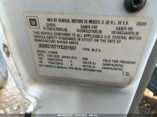 3GKEC16T7YG201667 GMC Yukon Xl Slt