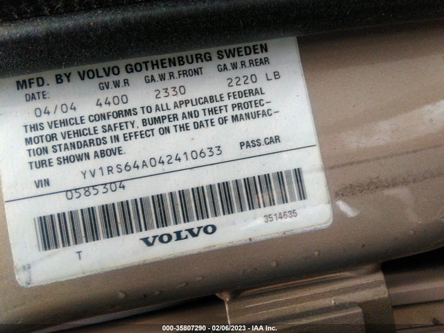 Volvo S60 2004 YV1RS64A042410633 Image 10