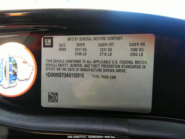 1G6KH5EY9AU103816 Cadillac Dts W/1sd