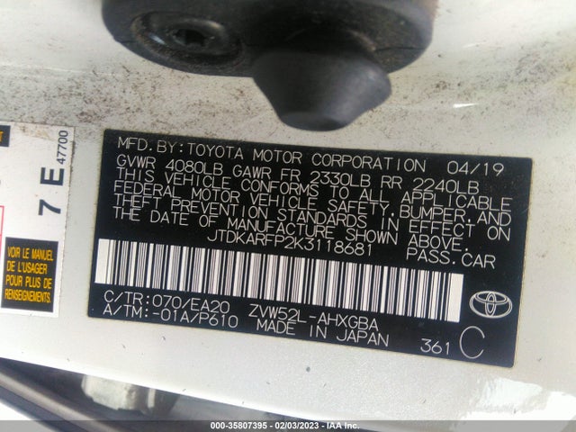 2019 Toyota Prius, VIN: JTDKARFP2K3118681