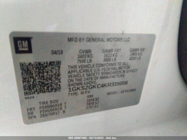 2019 GMC Yukon XL, VIN: 1GKS2GKC4KR335008